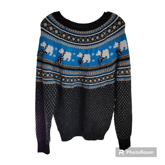 Holiday Time Women Sweater Size Small Geometric Design and Polar Bears - Picture 1 of 9